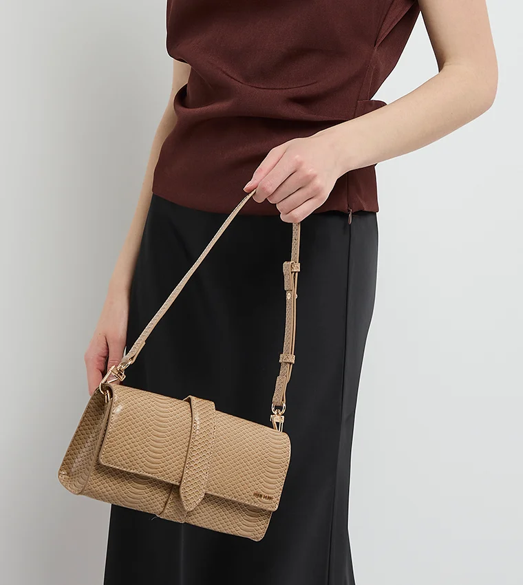 ANNE KLEIN Anne Klein Croc Textured Flap Shoulder Bag